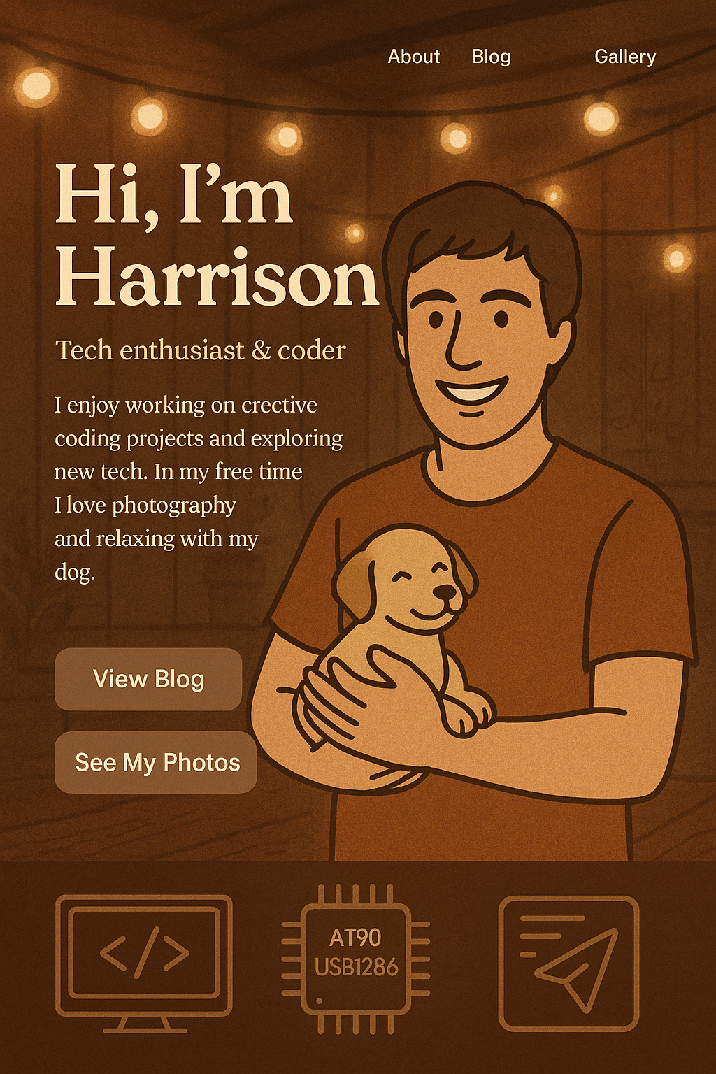 Harrison holding dog